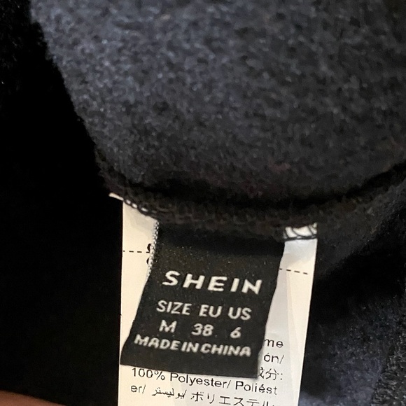 SHEIN Cropped Varsity Style Jacket Black Custom Patch-Work Size M - Picture 11 of 12